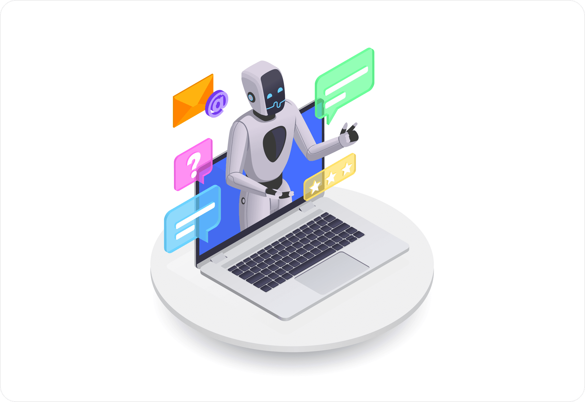 AI robot on laptop illustration